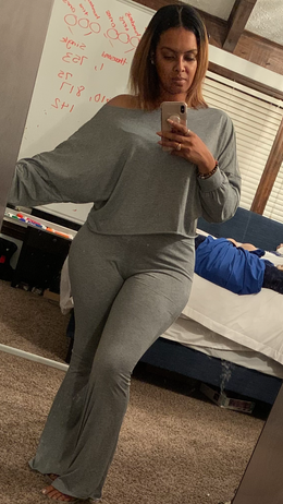 2-PIECE OFF THE SHOULDER TOP W/BELLBOTTOM PANTS SET